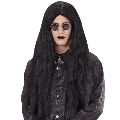 Czarny długi peruk w stylu wampira