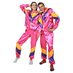 Kostium sportowy w stylu lat 80-tych, kolor różowy