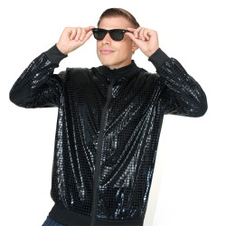 Czarna kurtka "Bomber" w stylu disco