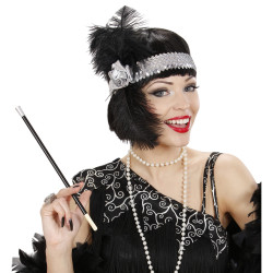 Silver Sparkling Headband with Feathers