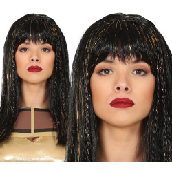 Black Wig with Golden Highlights