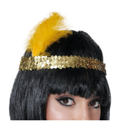 Złota tiara charlestonska z piórem